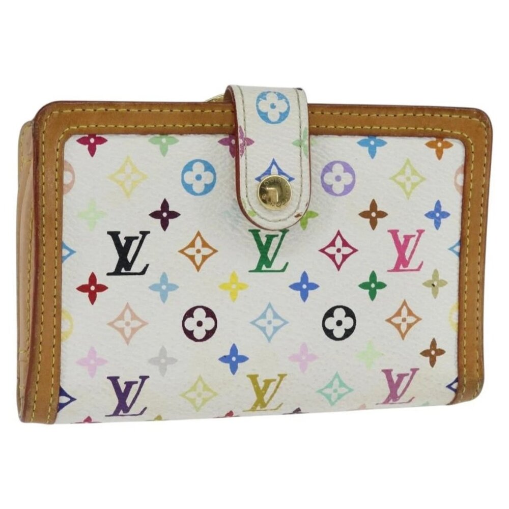 LOUIS VUITTON Multicolor Porte Monnaie Viennois Wallet White M92987 Auth 151172